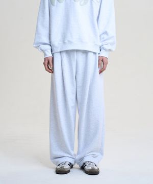 에센셜 와이드 스웨트 팬츠 - 백멜란지