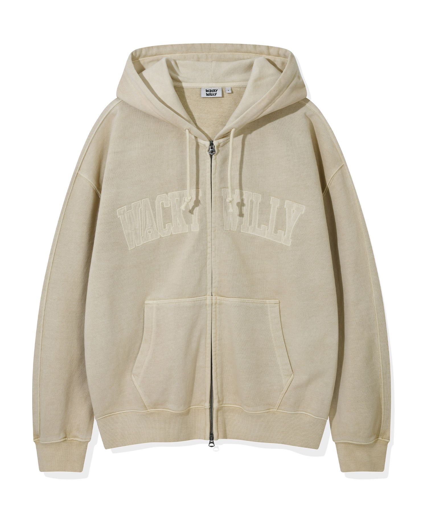 ★Wacky WiLLy★ Applique Hooded Cream MUSINSA | WACKY WILLY Waki Big Applique Washing Hoodie Beige