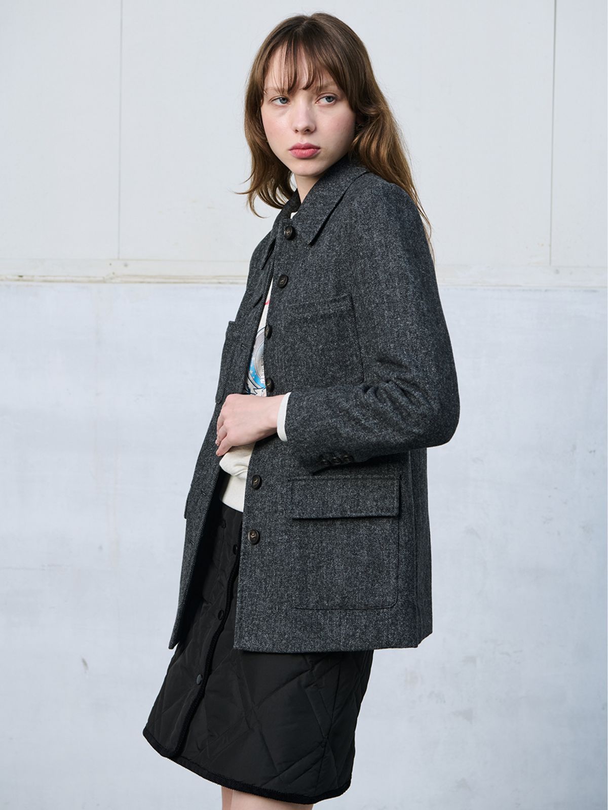 브이엔와이스튜디오(VNYSTUDIO) Out pocket leather collar jacket_YAAJKN7