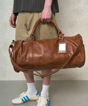 크랙 레더 보스턴 트래블백 - 브라운