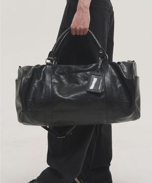 크랙 레더 보스턴 트래블백 - 블랙