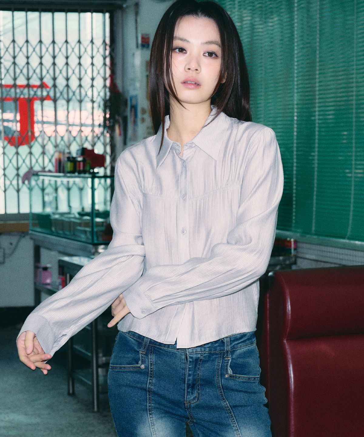 헬레네파리스(HELENE PARIS) 페이즐 핀 포인트 셔츠 [아이스 오로라 ST]