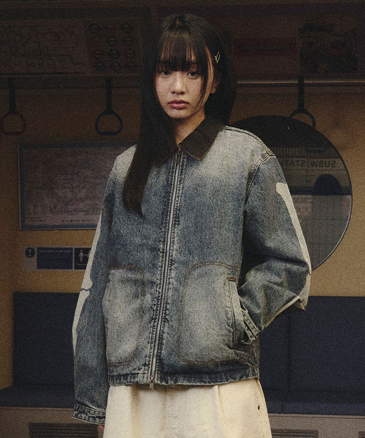 MUSINSA公式 | TRAVEL スケルトンデニムジップアップジャケット