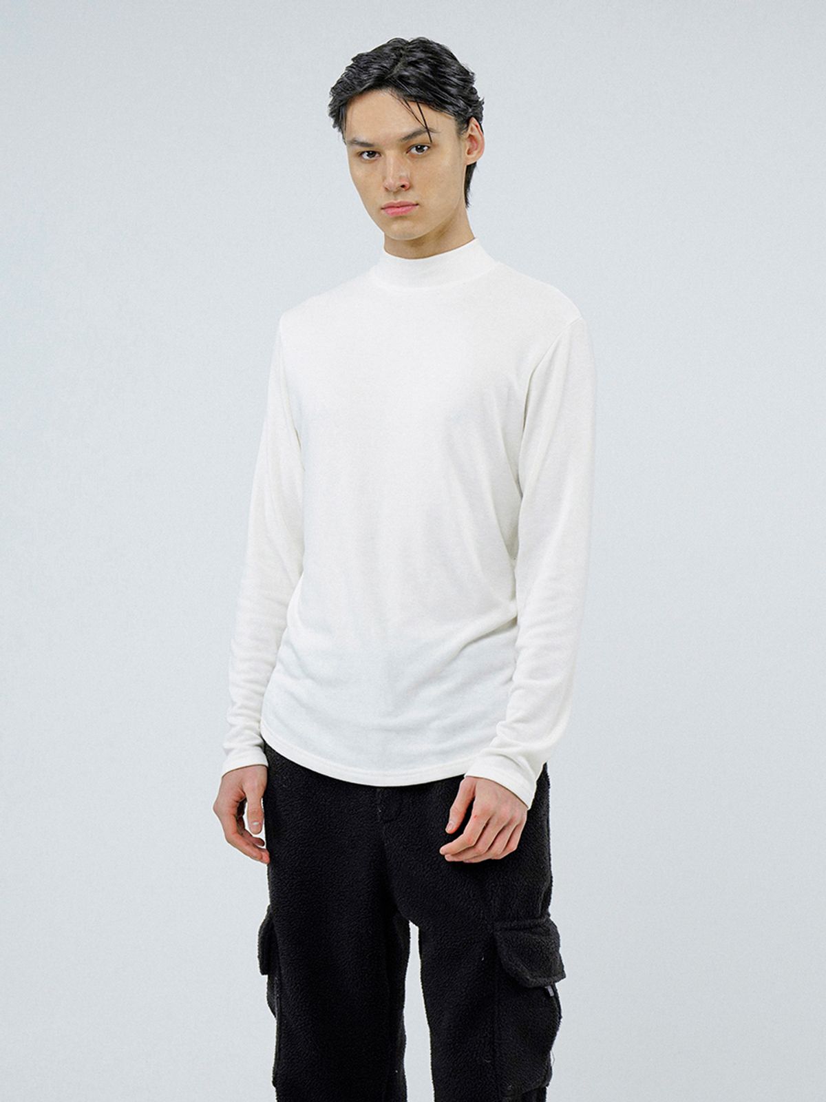 챈세스노이(CHANCE'S NOI) Fleece Wool Half Turtleneck - White /M244TP03WH