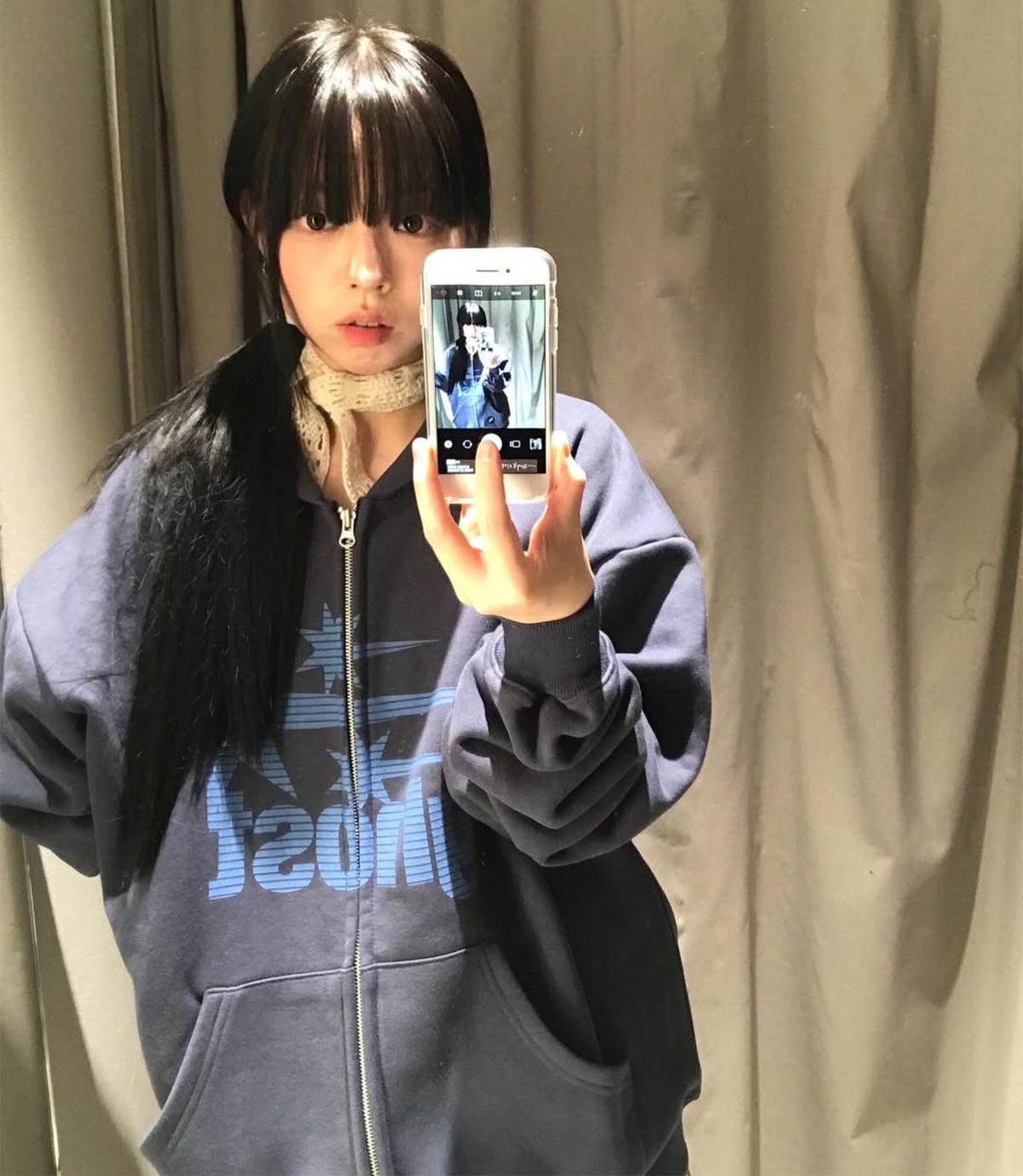 나이스고스트클럽(NICEGHOSTCLUB) GHOST 3STAR HOODIE ZIP UP_NAVY(NG2FSUM483A)