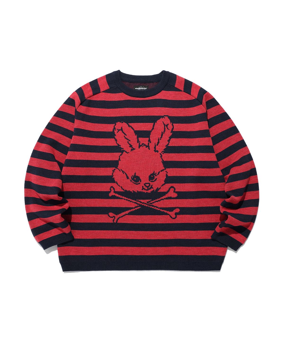나이스고스트클럽(NICEGHOSTCLUB) SKULL RABBIT STRIPE KNIT_RED(NG2FSUK600A)