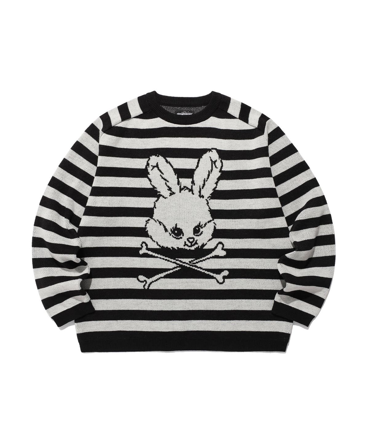 나이스고스트클럽(NICEGHOSTCLUB) SKULL RABBIT STRIPE KNIT_BLACK(NG2FSUK600A)