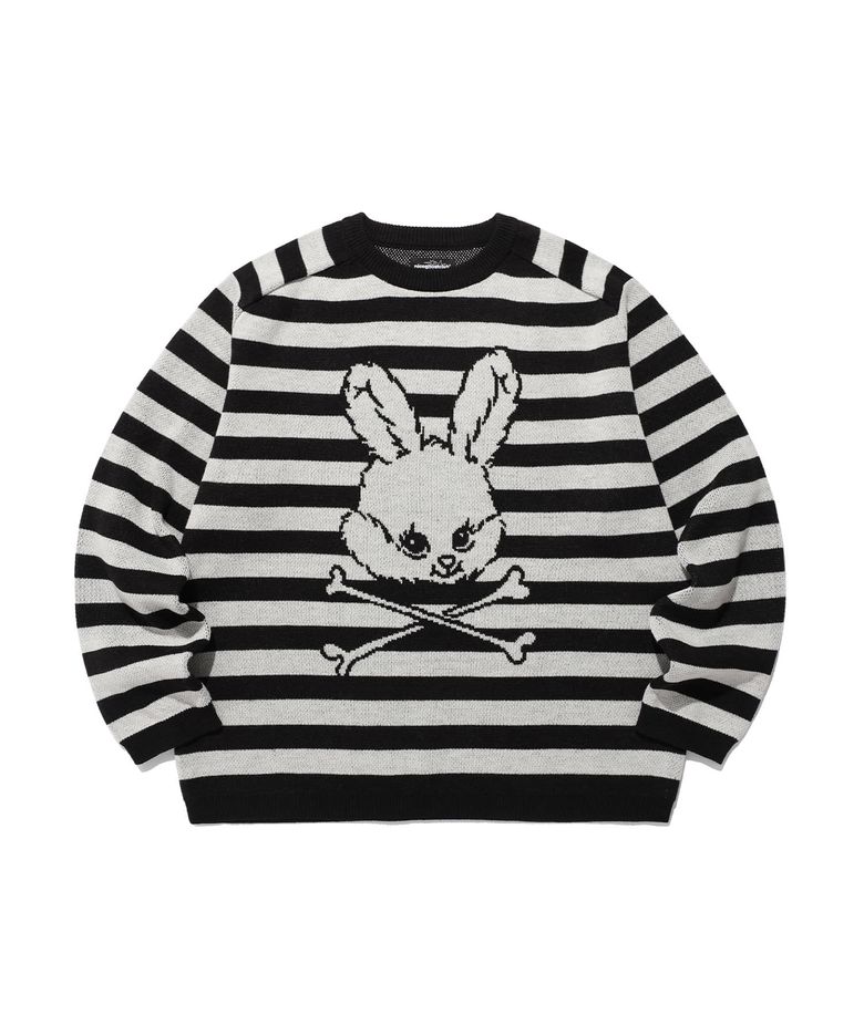 SKULL RABBIT STRIPE KNIT_BLACK(NG2FSUK600A)
