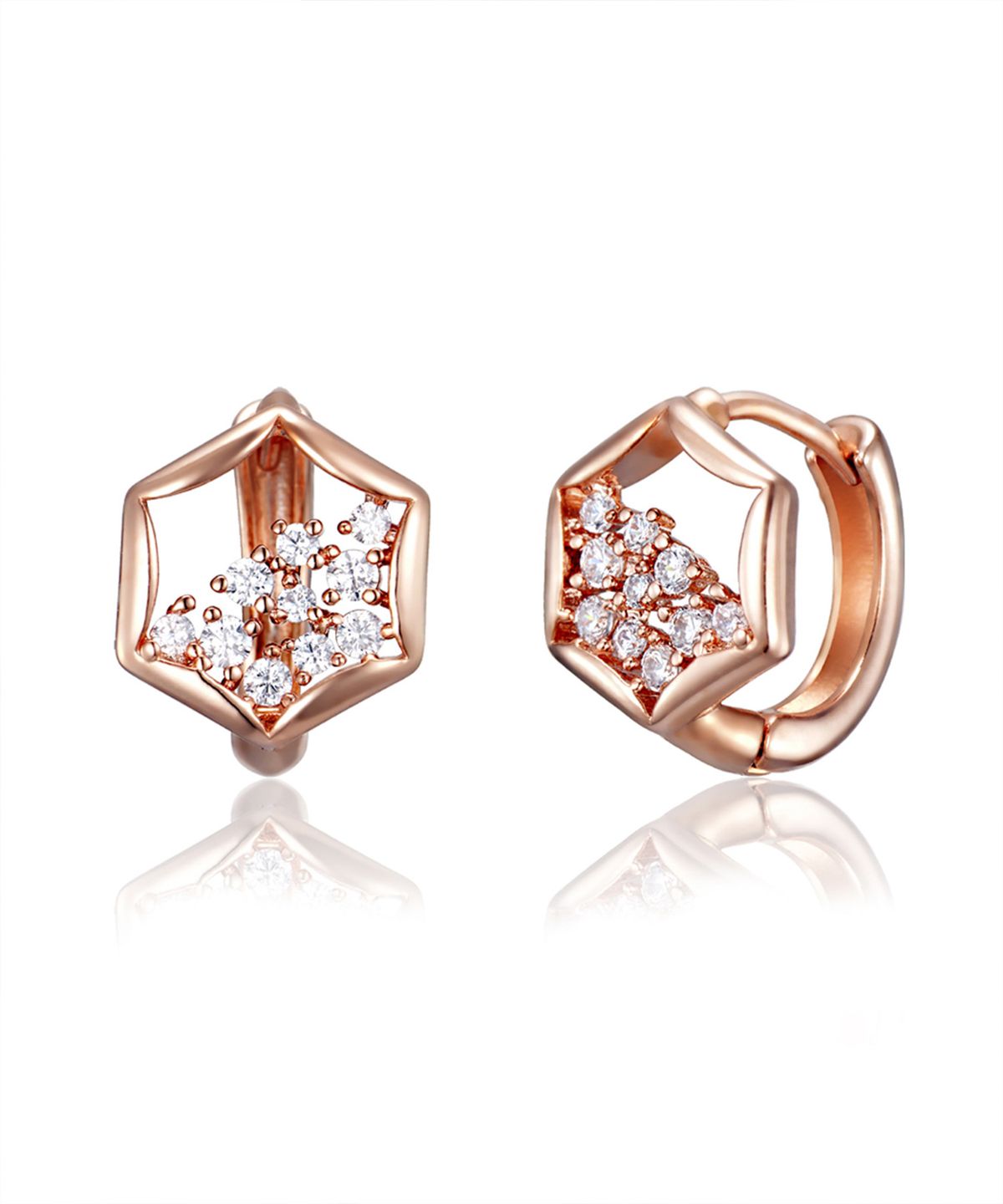 엘르주얼리(ELLEJEWELRY) 14K GF 육각 큐빅포인트 귀걸이 ELGPEE563