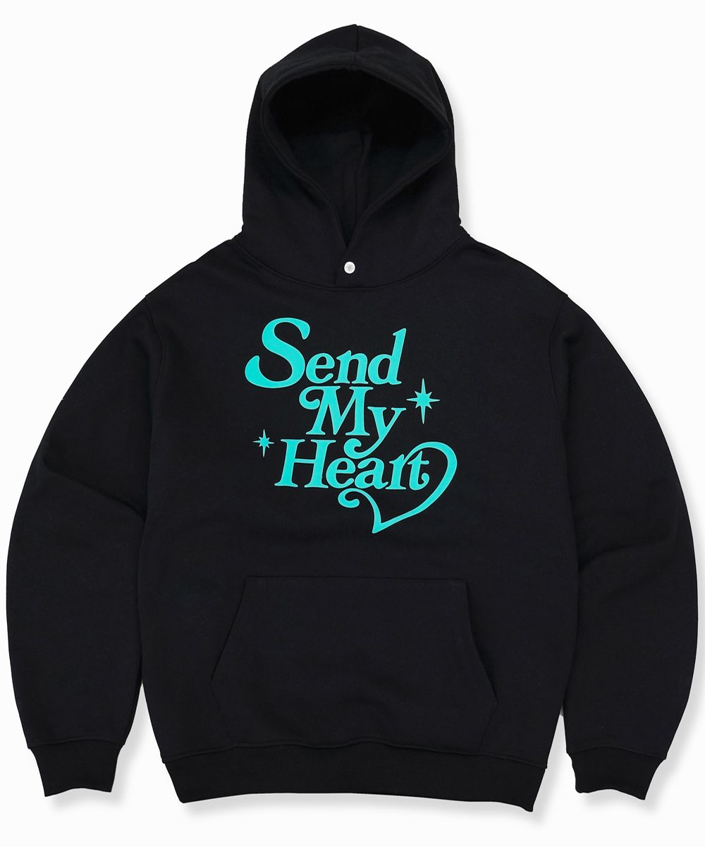 MUSINSA公式 | DENAGE SEND MY HEART 3D Lettering Hoodie Black