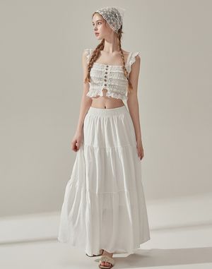 어네스 티어드 롱 스커트 - White