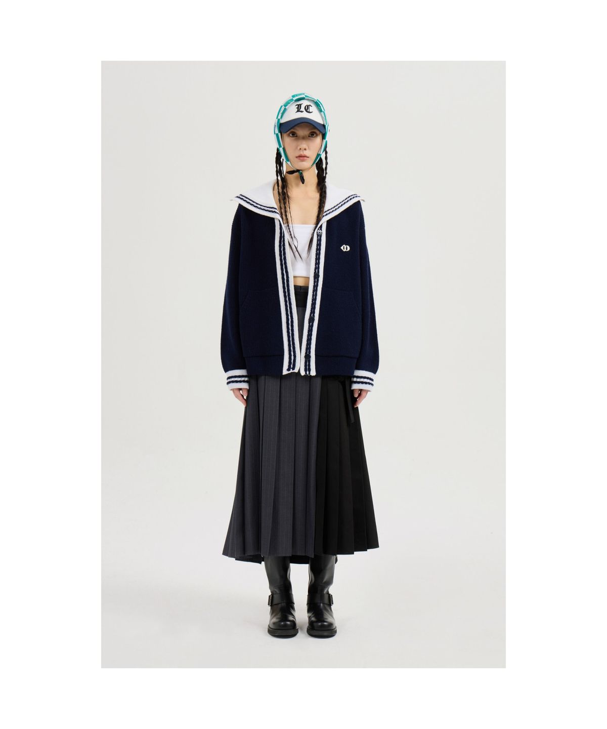 럭키슈에뜨(LUCKY CHOUETTE) Mini Sailor Knit Cardigan (navy) LFWCS25130NYX