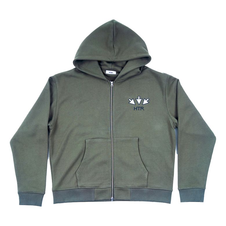 Pixel-cursor Zip-up Hoodie_Khaki