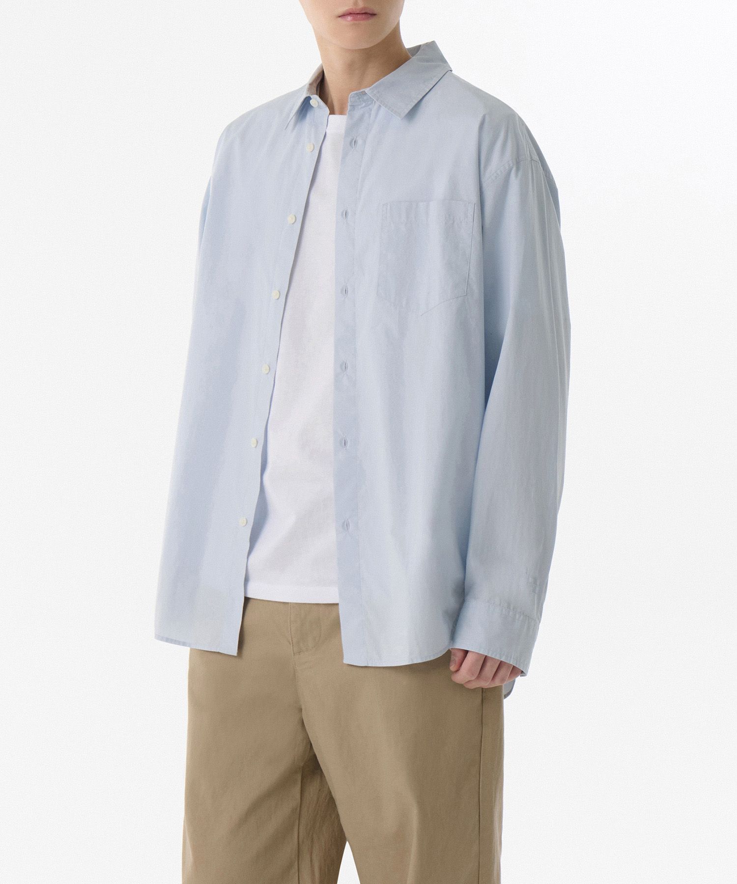 ★MUSINSA STANDARD★ Relaxed soft poplin shirt sky blue MMES MUSINSA | MUSINSA STANDARD Relaxed Soft Poplin Shirt [Sky Blue]