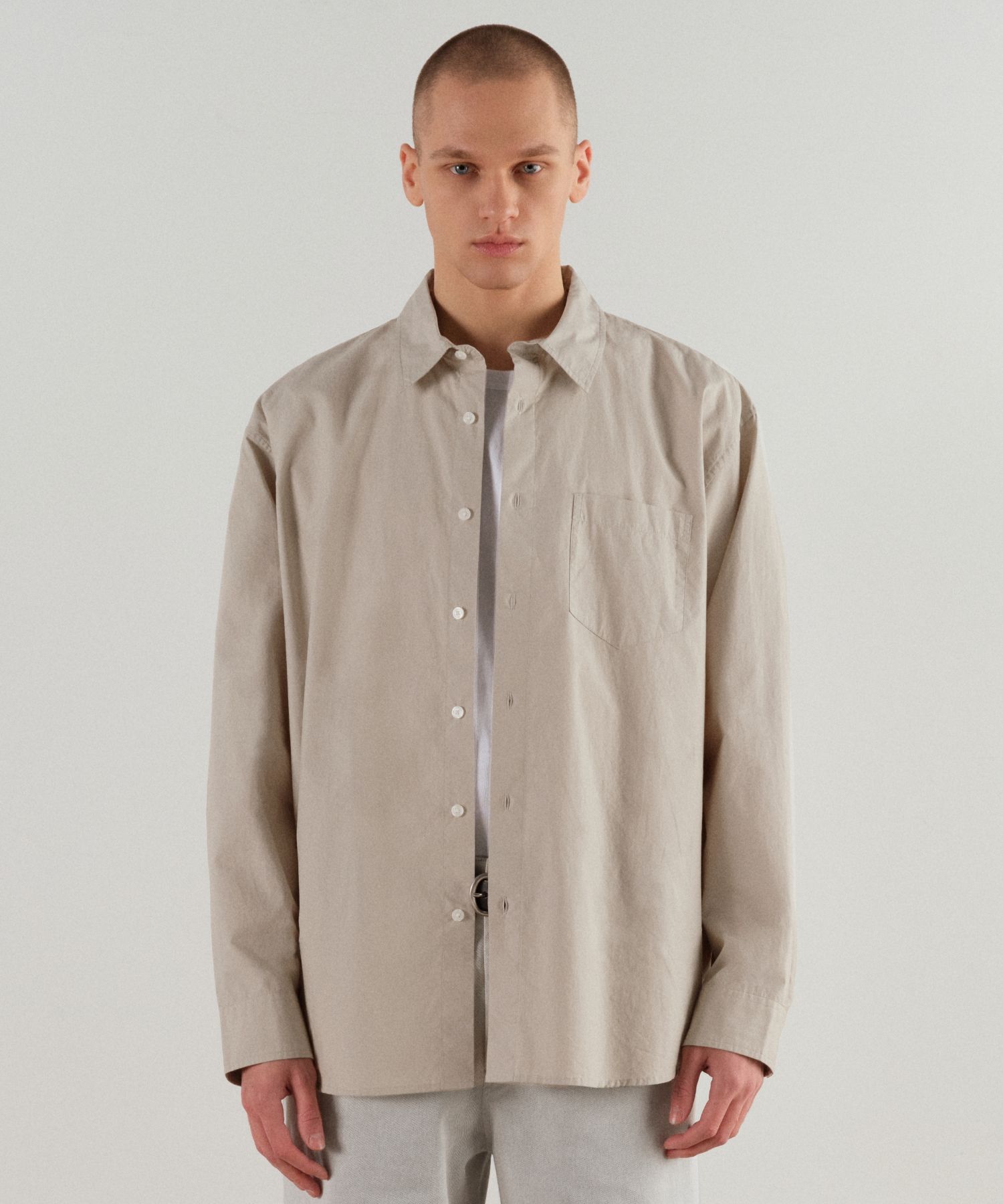★MUSINSA STANDARD★ Relaxed soft poplin shirt sky blue MMES MUSINSA | MUSINSA STANDARD Relaxed Washed Poplin Shirt [Sky