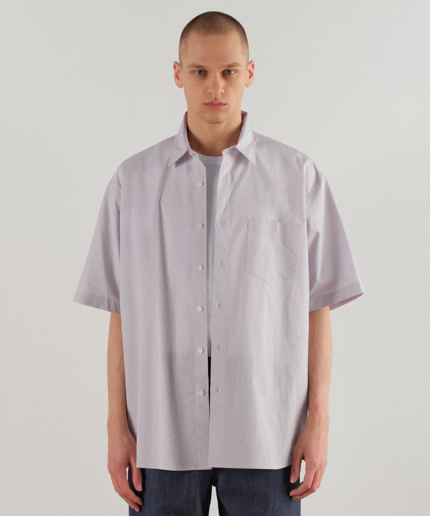 ★MUSINSA STANDARD★ Relaxed soft poplin shirt purple grey M MUSINSA | MUSINSA STANDARD Relaxed Soft Poplin Short Sleeve