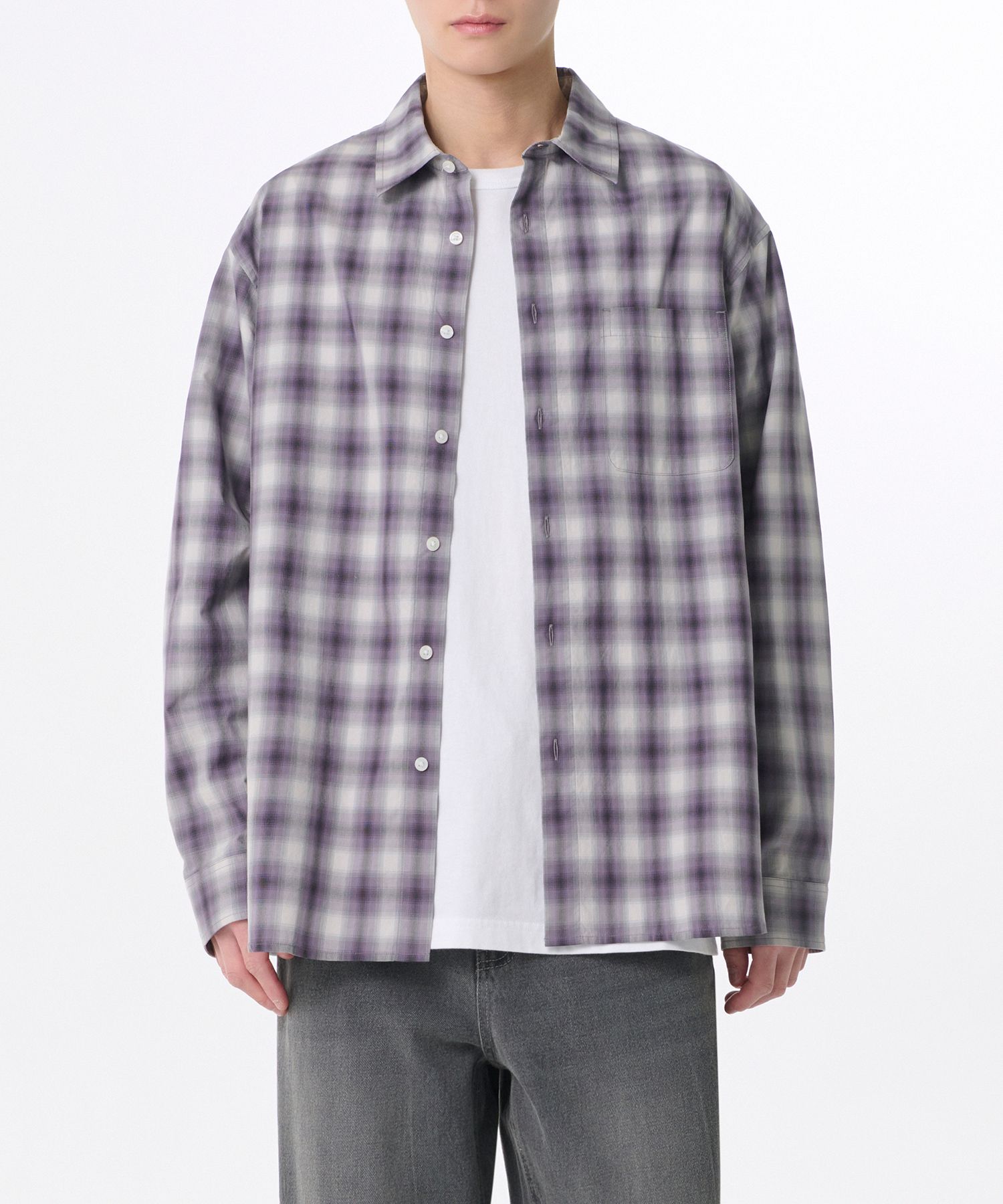 ★MUSINSA STANDARD★ Relaxed Ombre Check Shirt 2 Purple Grey MUSINSA | MUSINSA STANDARD Relaxed Ombre Check Shirt 2