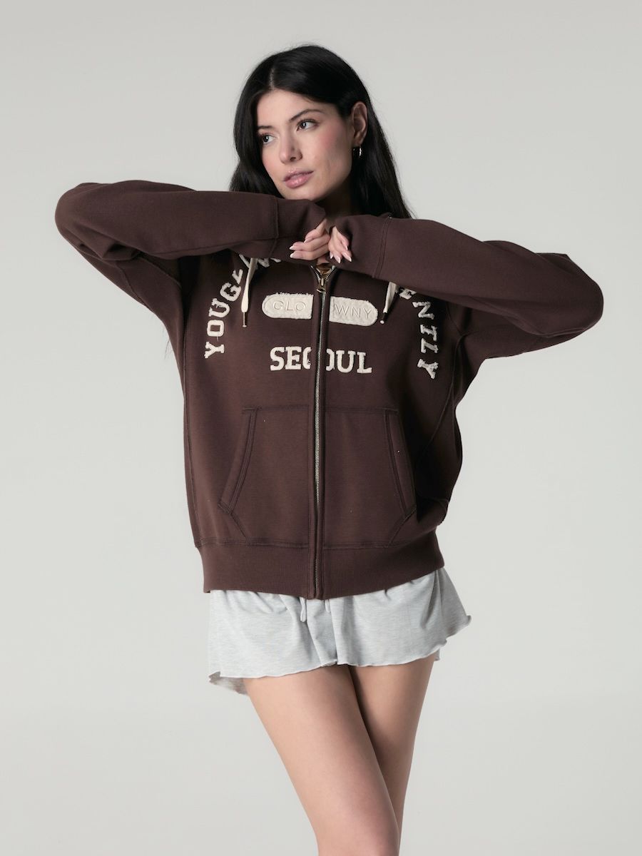 GLOWNY ♥ BOYFRIEND BOXY ZIP UP /追跡付 MUSINSA公式 | GLOWNY BOYFRIEND BOXY ZIP UP (BROWN)