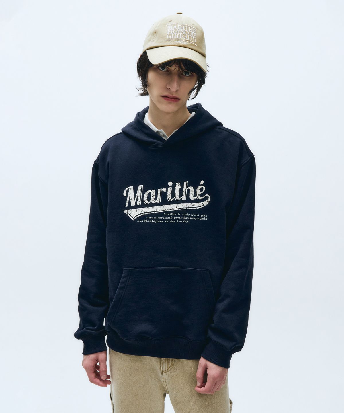 마리떼 프랑소와 저버(MARITHÉ + FRANҪOIS GIRBAUD) VINTAGE BASEBALL HOODIE navy