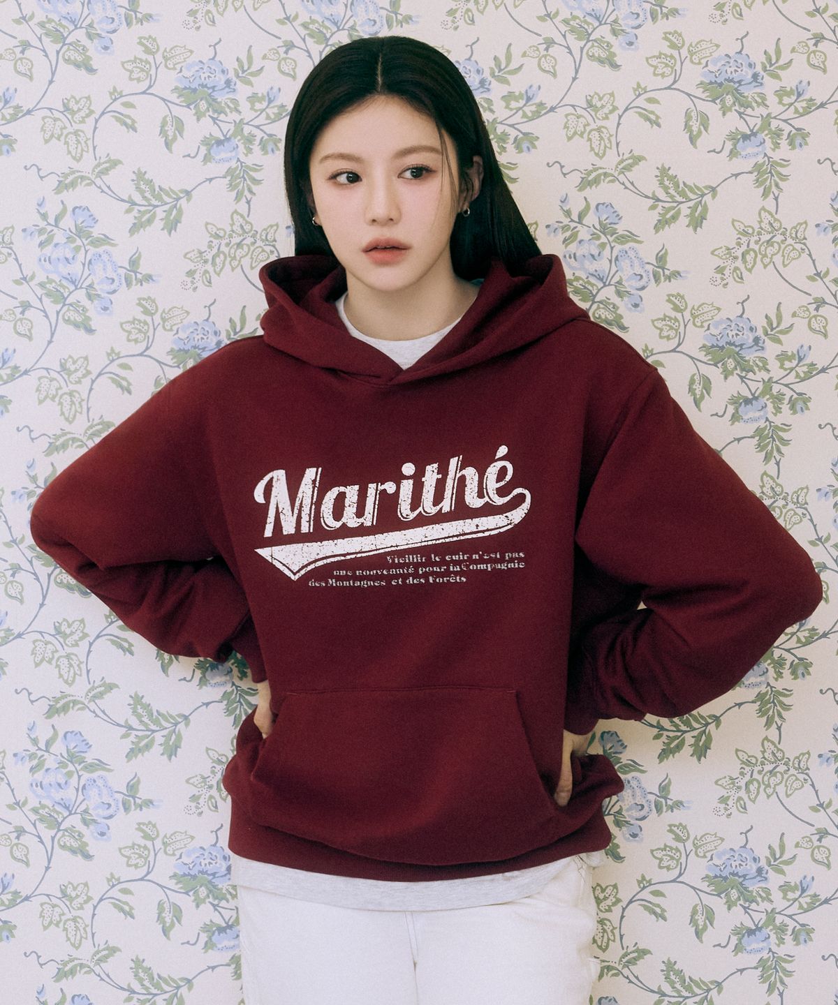 마리떼 프랑소와 저버(MARITHÉ + FRANҪOIS GIRBAUD) VINTAGE BASEBALL HOODIE burgundy