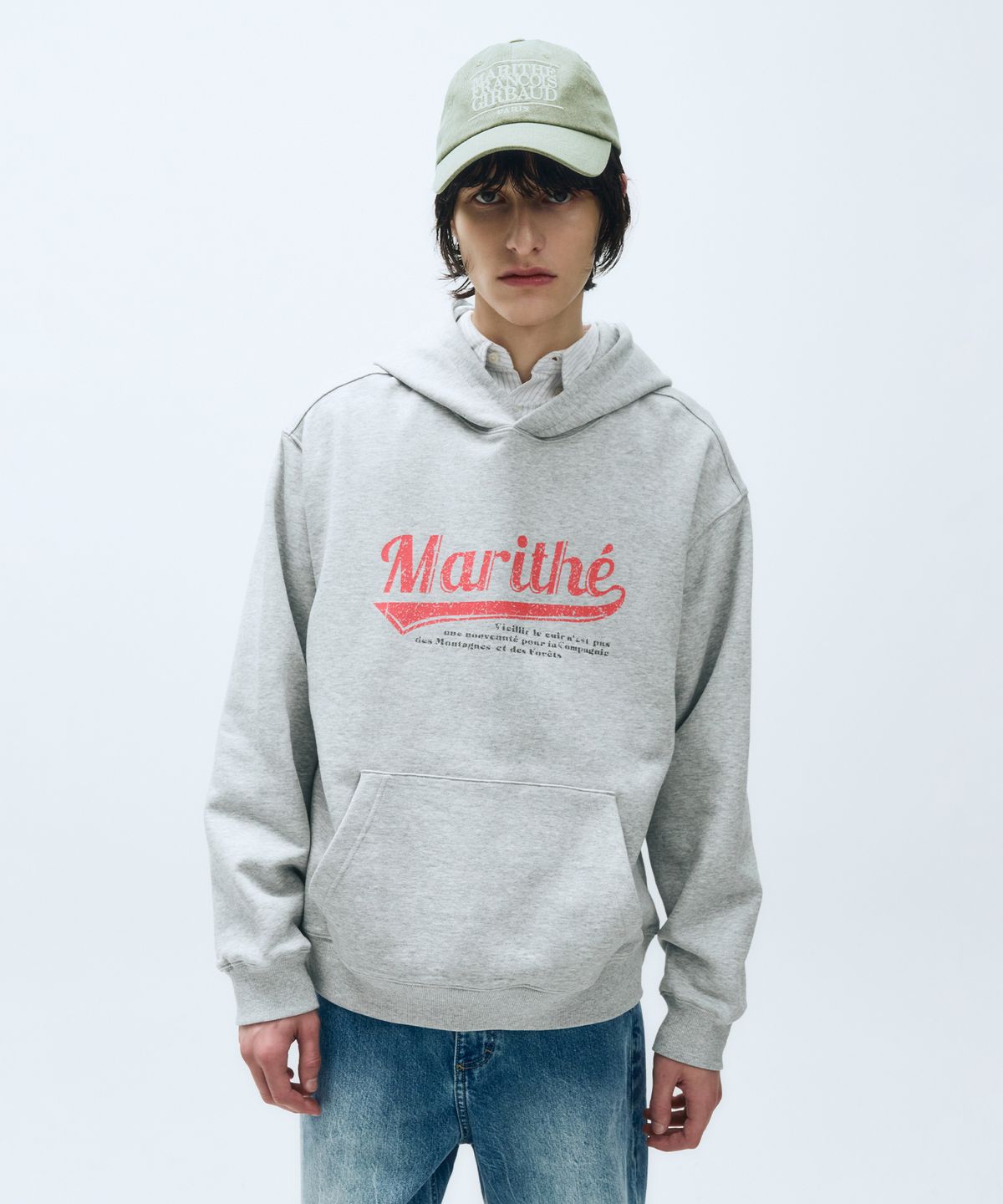마리떼 프랑소와 저버(MARITHÉ + FRANҪOIS GIRBAUD) VINTAGE BASEBALL HOODIE heather gray