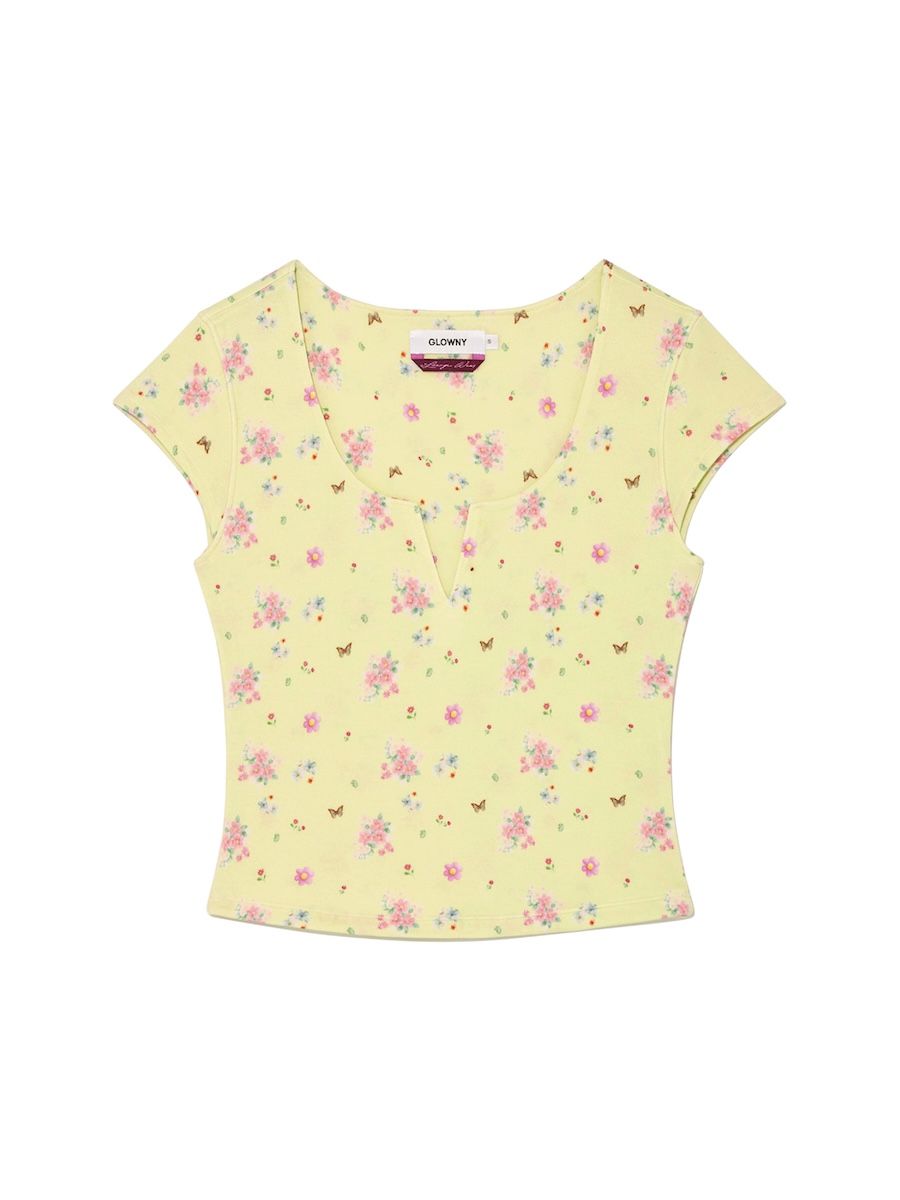 [GLOWNY] SLEEK SLIT TEE ★大人気★ MUSINSA公式 | GLOWNY SLEEK SLIT TEE (LIME BOUQUET)
