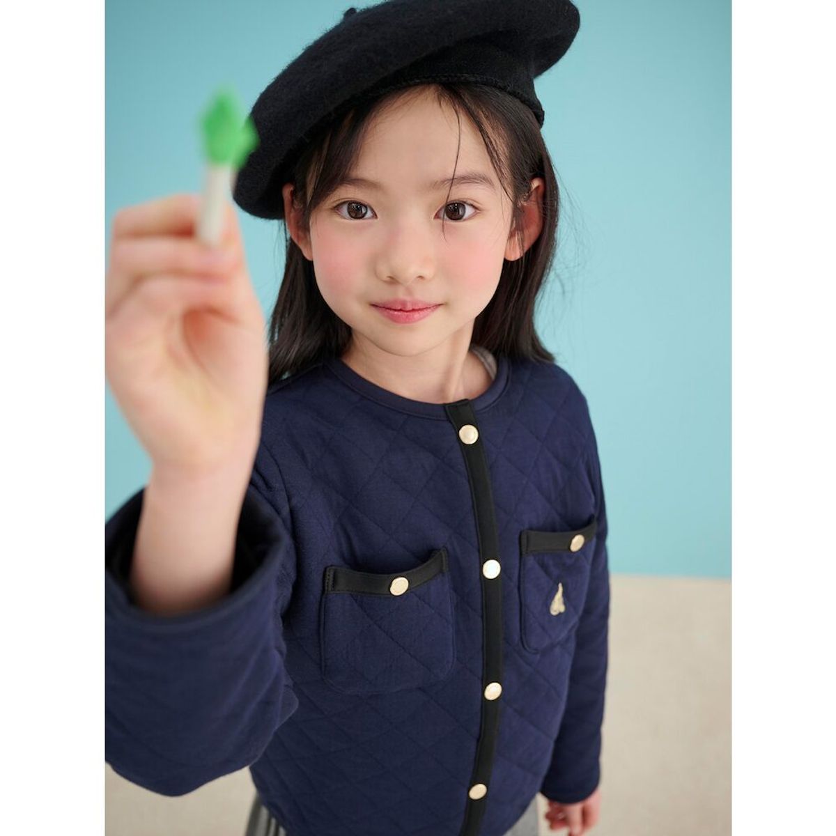 빈폴 키즈(BEANPOLE KIDS) 여아 저지 퀼팅 점퍼  네이비 (BI5139G01R)