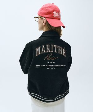 PIPING VARSITY JACKET black