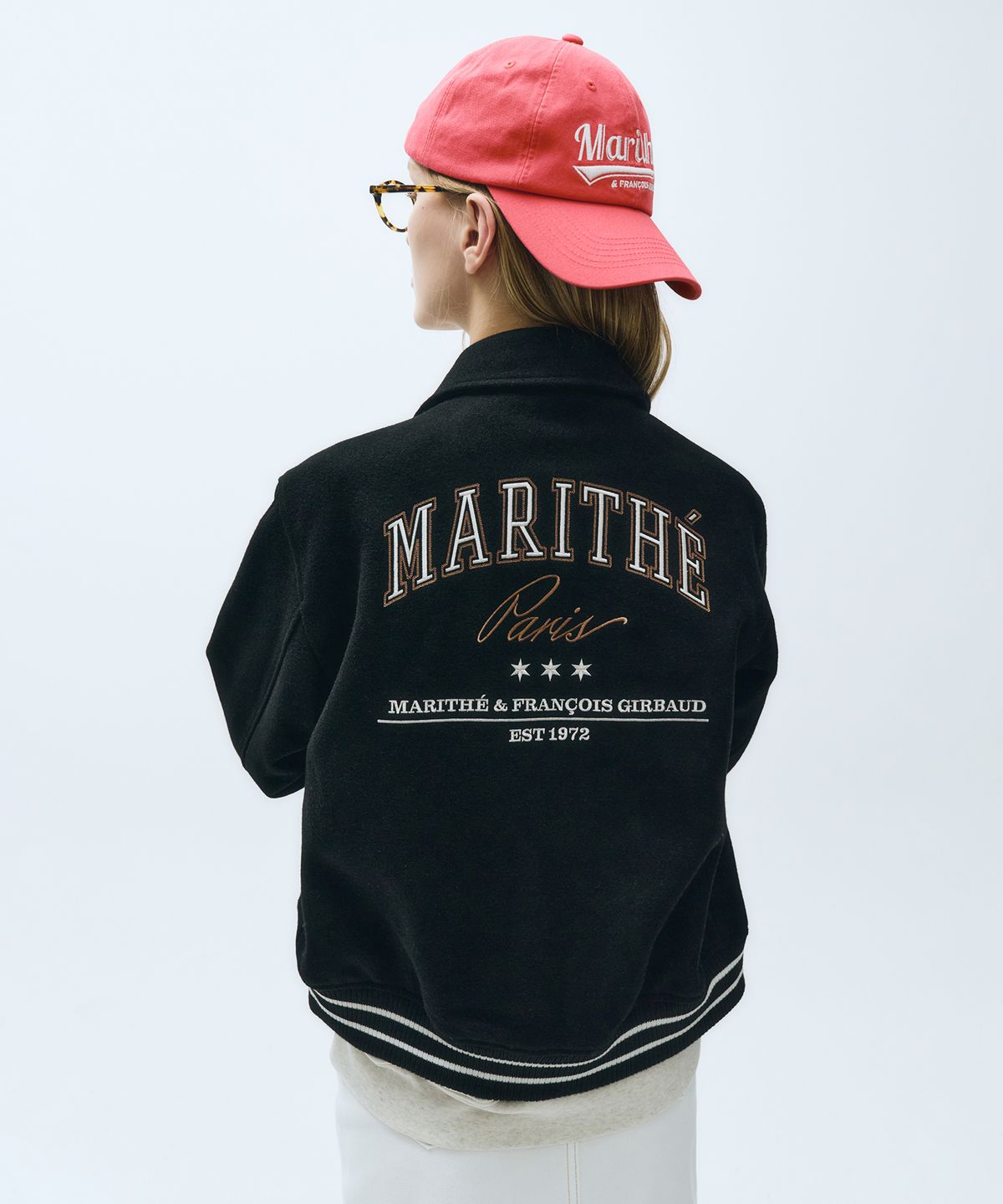 마리떼 프랑소와 저버(MARITHÉ + FRANҪOIS GIRBAUD) PIPING VARSITY JACKET black