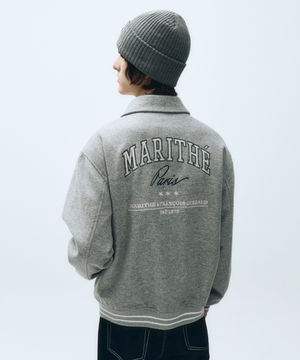PIPING VARSITY JACKET heather gray