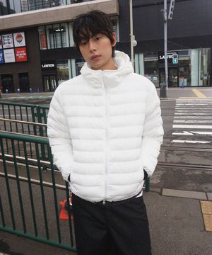 미니멀 경량 후디드 패딩 자켓 _White