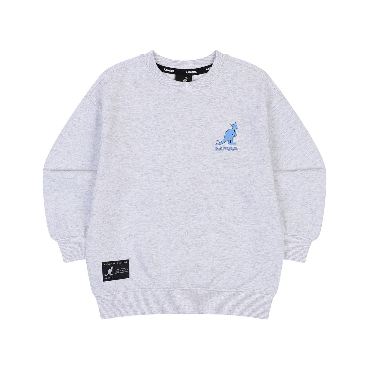 캉골키즈(KANGOL KIDS) 백 레터링 그래픽 포인트 스웻셔츠 RA 0205 멜란지 그레이