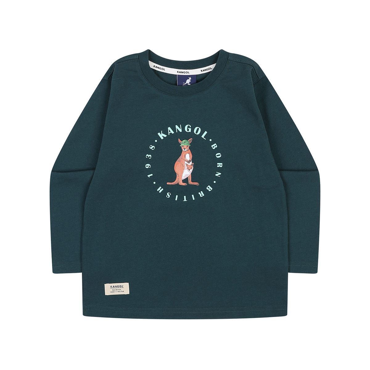 캉골키즈(KANGOL KIDS) 뉴 캥거루 그래픽 롱슬리브 티셔츠 RA 0108 그린