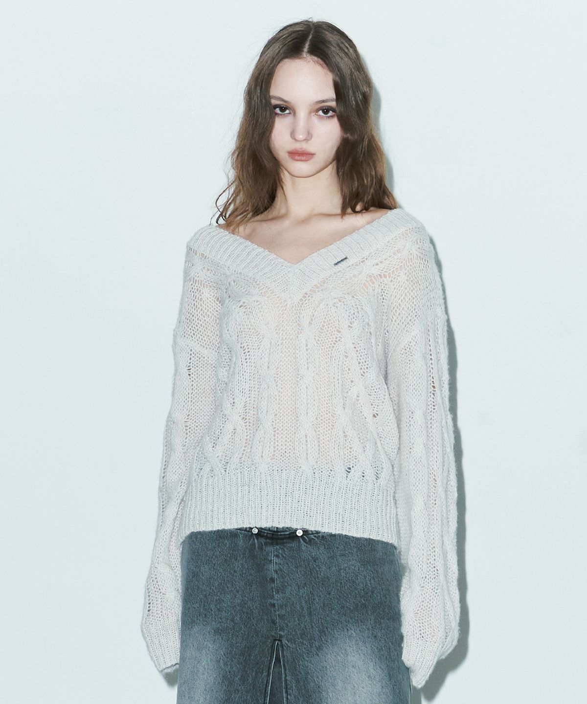 오디너리 홀리데이(ORDINARY HOLIDAY) LOOSE FIT CABLE KNIT PULLOVER [IVORY]