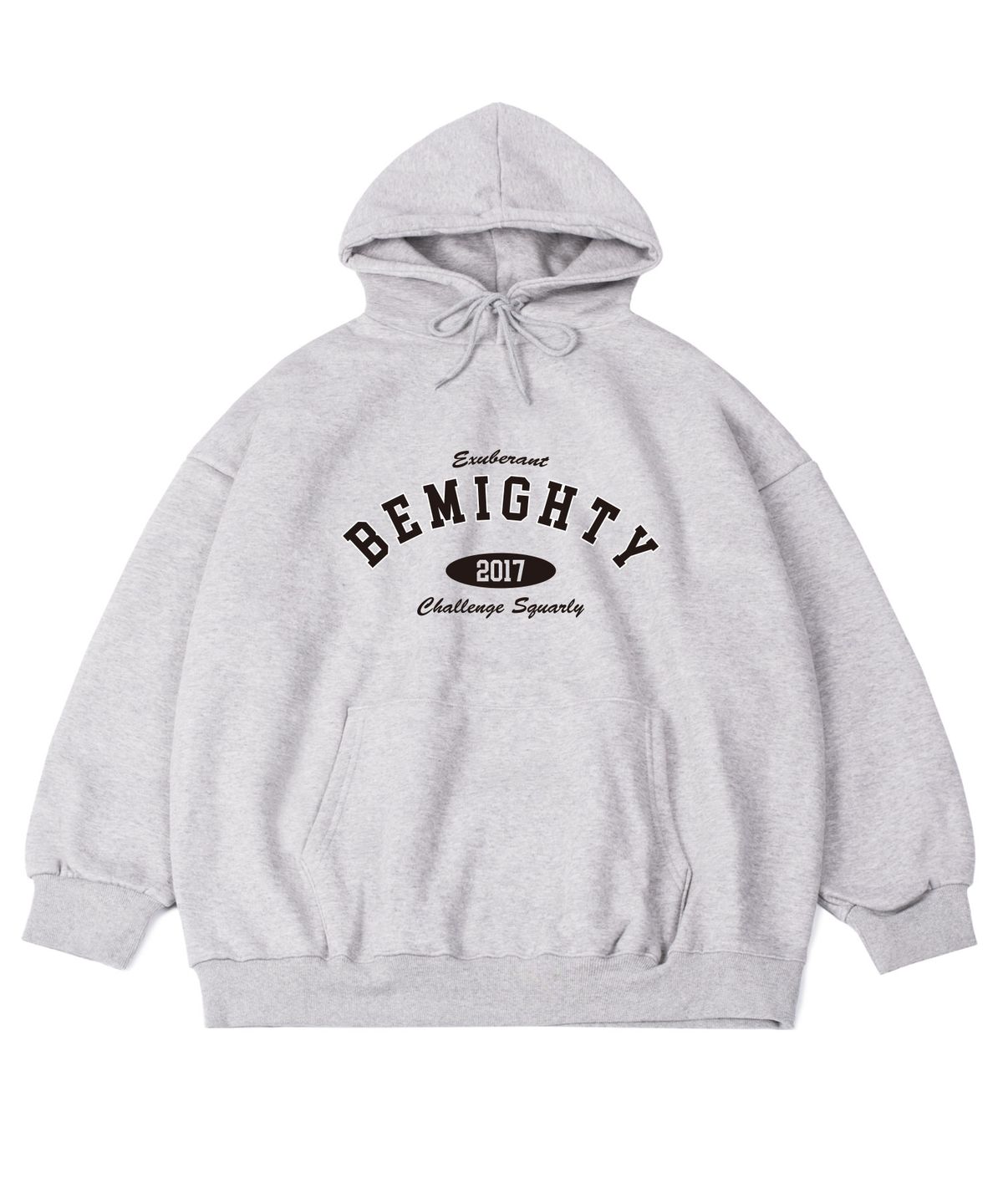비마이티(BEMIGHTY) 클래식 로고 기모 오버핏 후드티 [그레이]