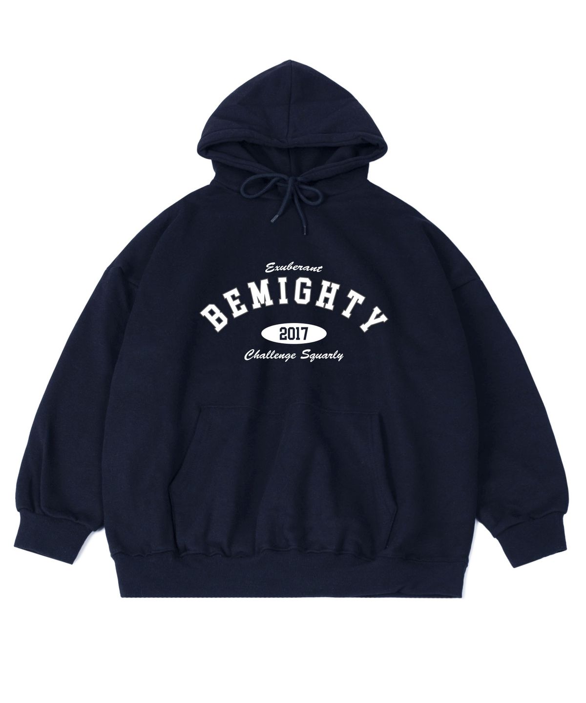 비마이티(BEMIGHTY) 클래식 로고 기모 오버핏 후드티 [네이비]