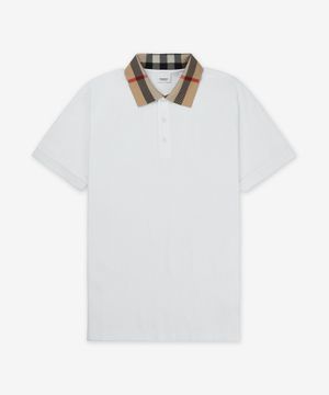 코튼 슬림핏 반소매 폴로 셔츠 - 화이트 / 8071621