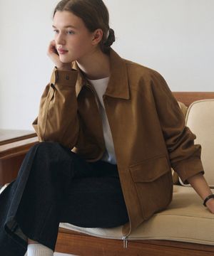 리스트 오버핏 스웨이드 블루종 [CAMEL]