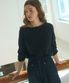 수피마 실켓 보트넥 롱 슬리브 티셔츠 [BLACK]