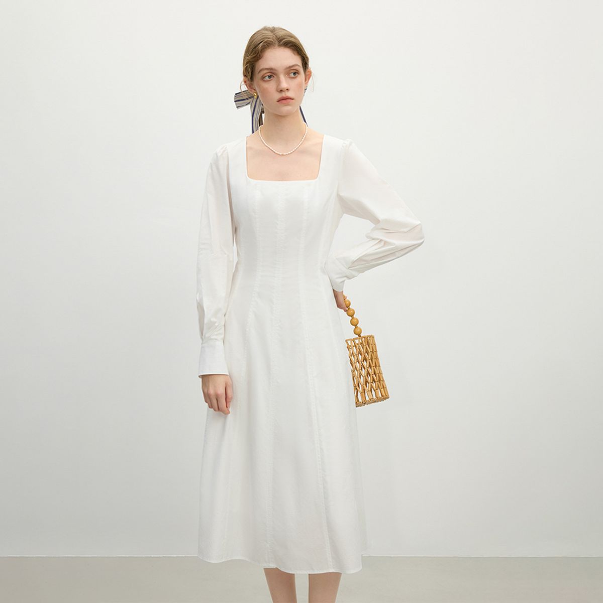 웬스데이딜라잇(WEDNESDAY DELIGHT) WD_Square neck cotton dress