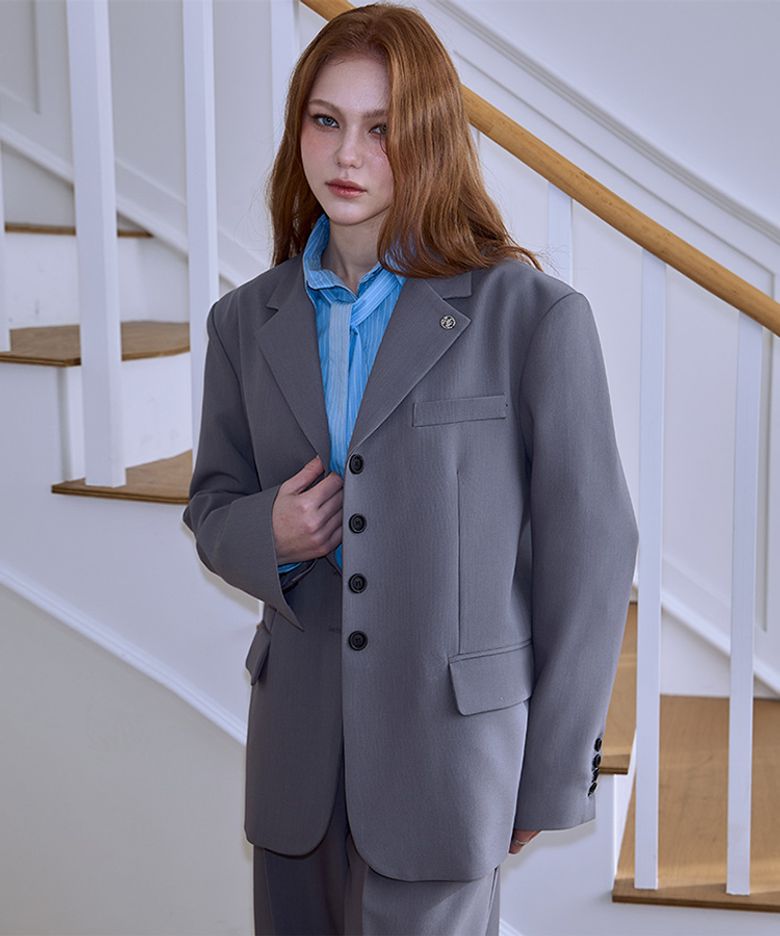 Four Button Overfit Jacket [Gray]