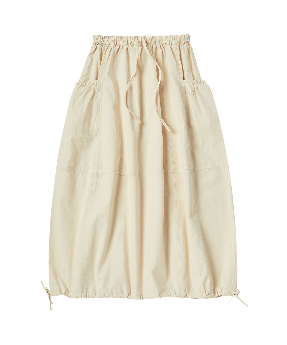 꼬모니노즈(COMONINOZ) W RIBBON BALLOON SKIRT [CREAM]