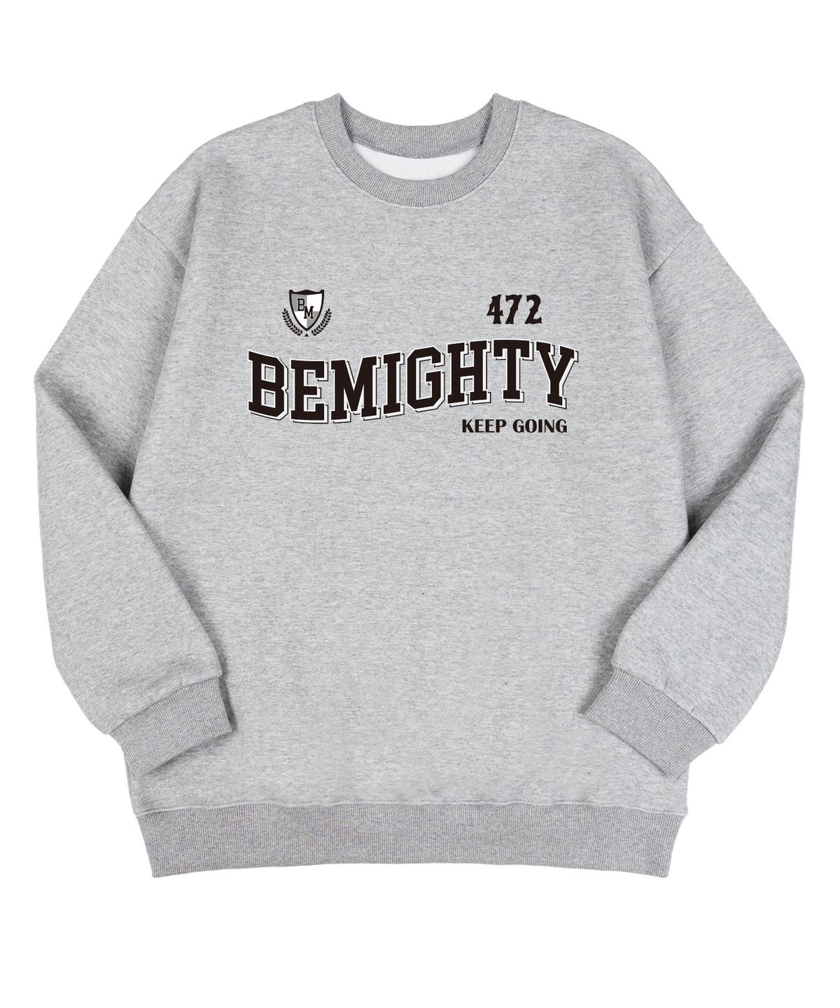 비마이티(BEMIGHTY) 스포티 웨이브 로고 기모 오버핏 맨투맨 [그레이]