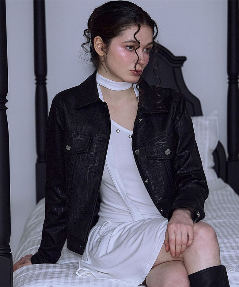 Crack Leather Jacket [Black]
