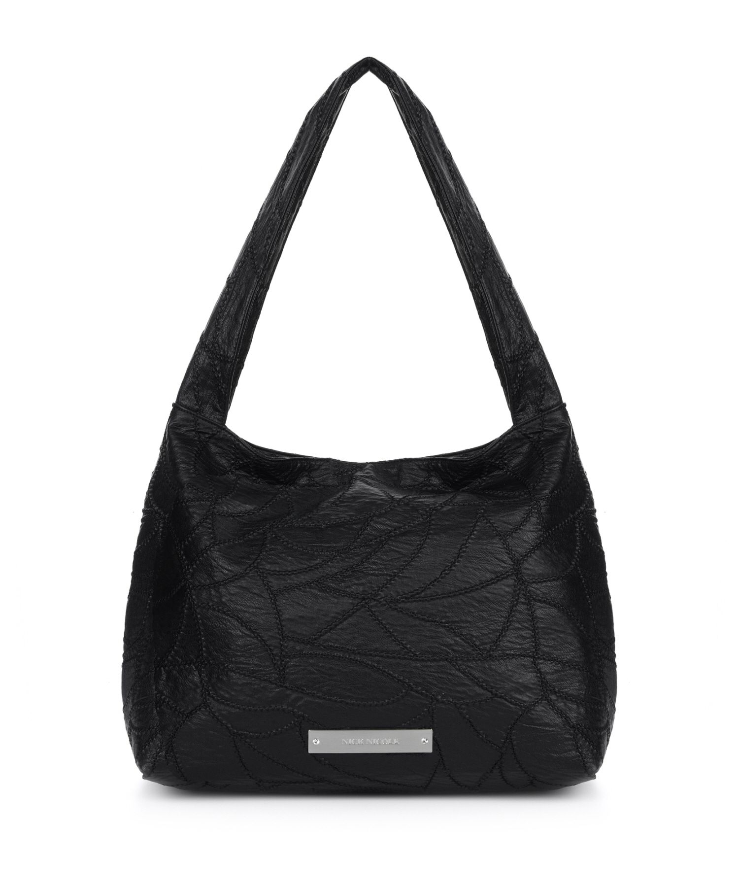 MUSINSA公式 | NICK&NICOLE LEATHER WRINKLE TOTE BAG_BLACK
