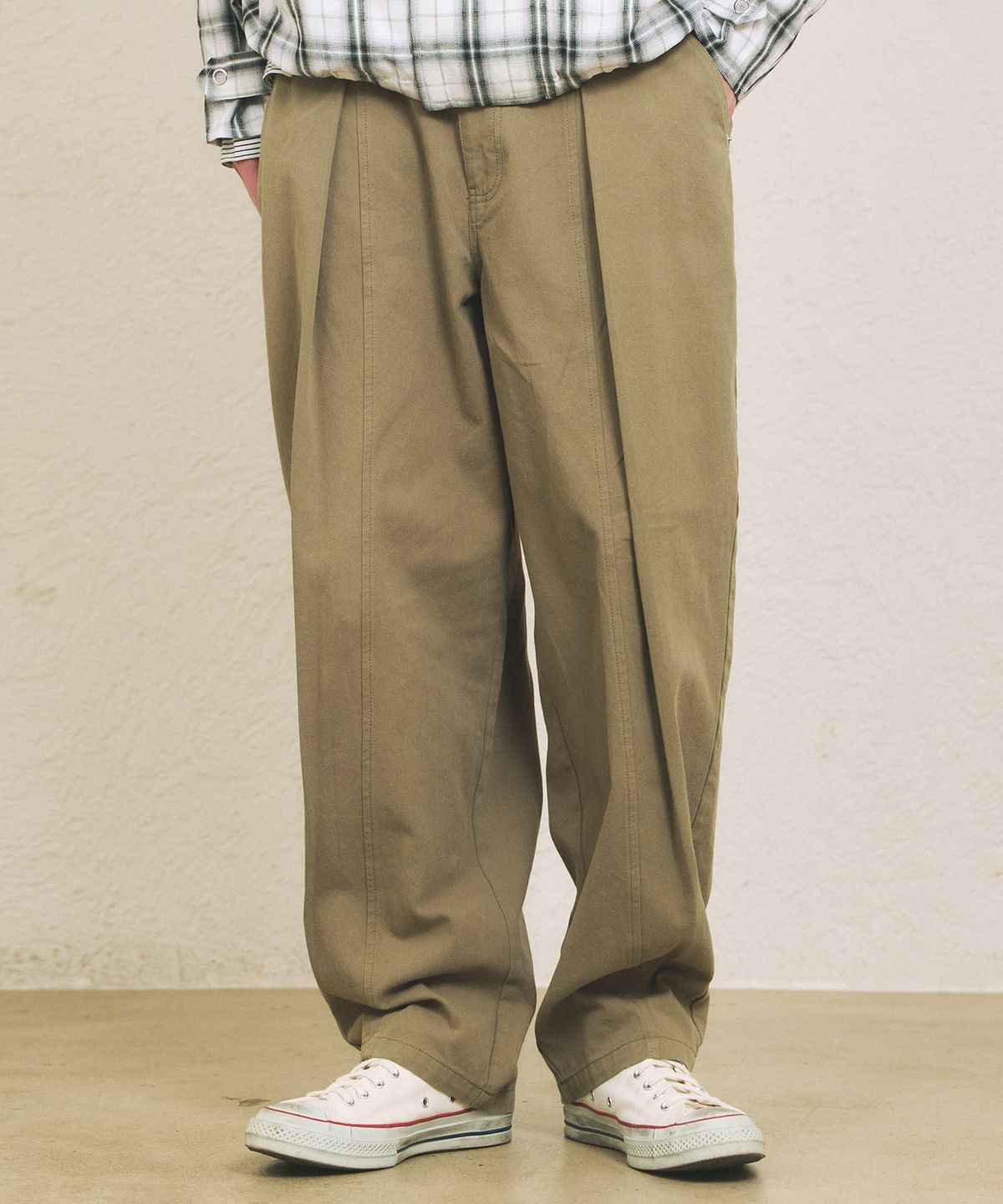 꼬모니노즈(COMONINOZ) COTTON WIDE PANTS [KHAKI]