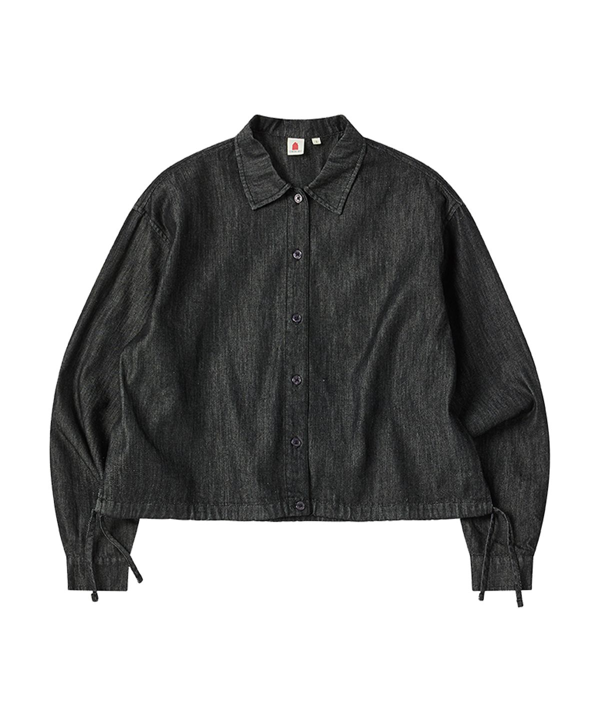 꼬모니노즈(COMONINOZ) W DENIM CROP BLOUSE [BLACK]