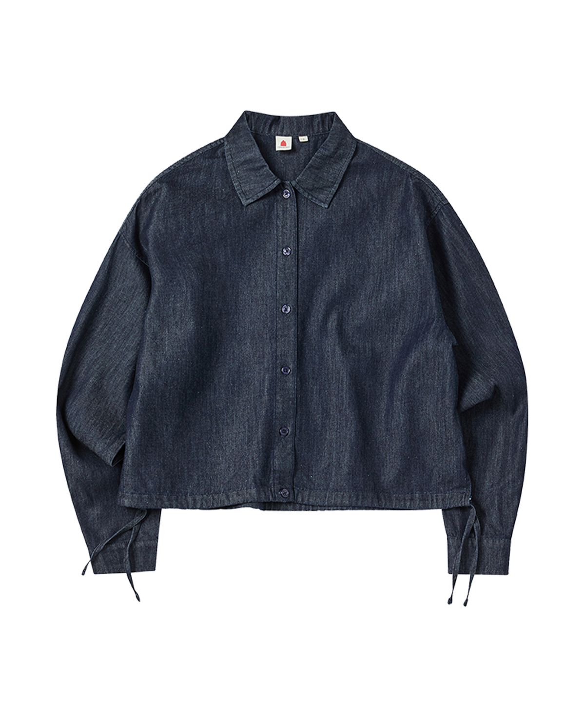 꼬모니노즈(COMONINOZ) W DENIM CROP BLOUSE [INDIGO BLUE]