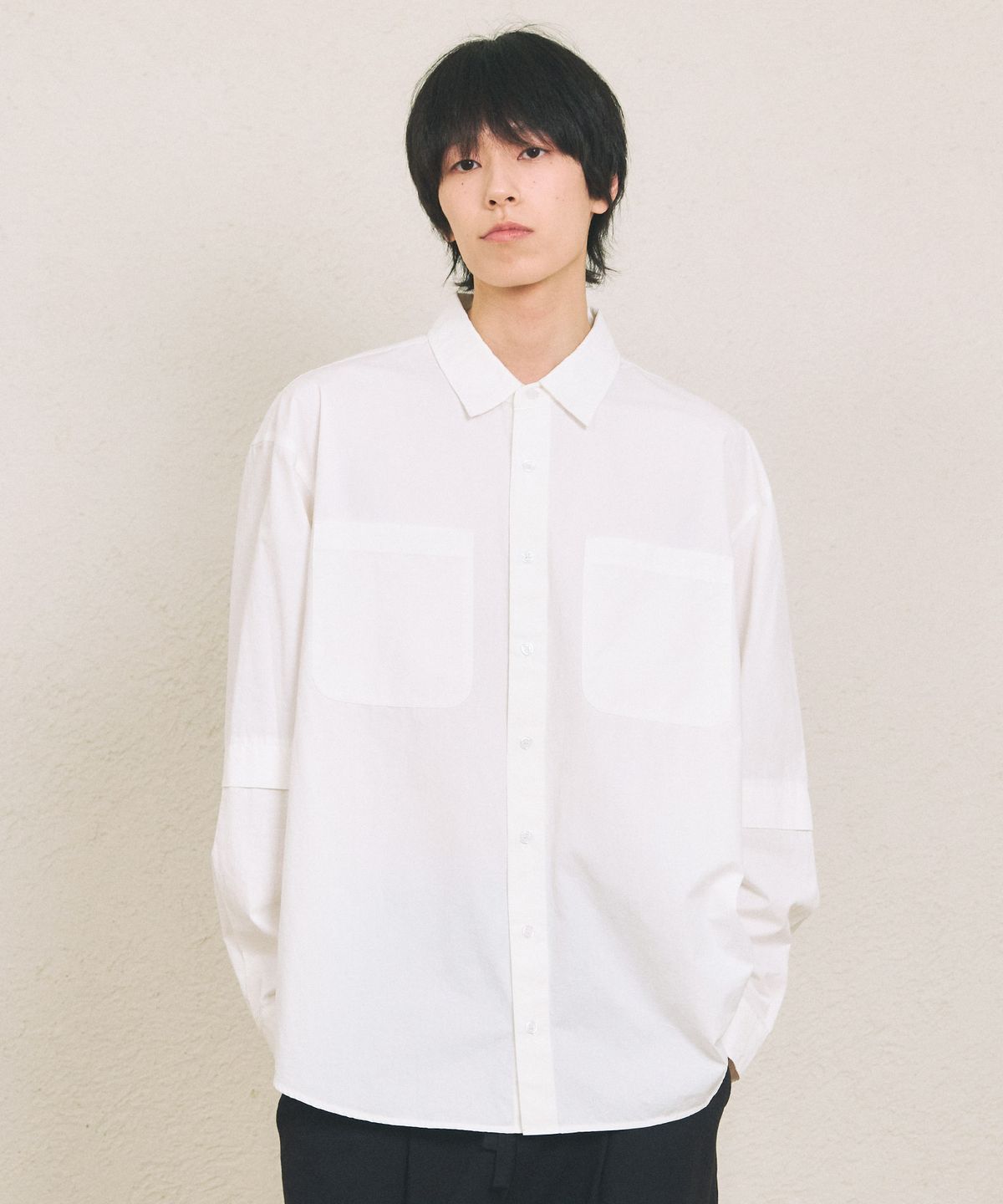 꼬모니노즈(COMONINOZ) DOUBLE LAYERED SHIRT [WHITE]