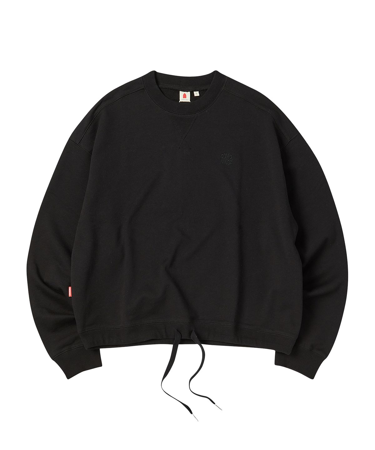 꼬모니노즈(COMONINOZ) W HEM STRING CROP MTM [BLACK]